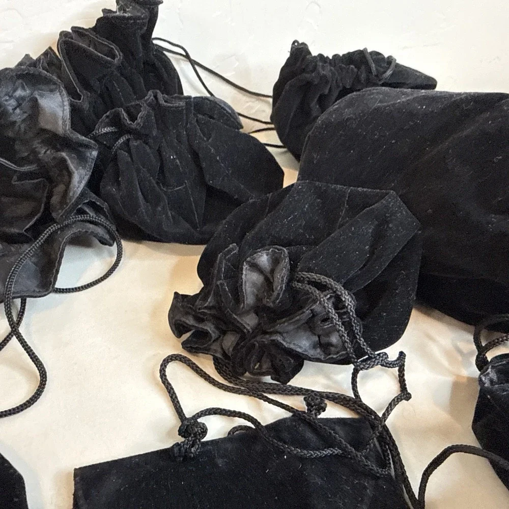 25 Vintage Jewelry Pouches Bulk Drawstring Bags Velvet Flannel Gift Storage Lot